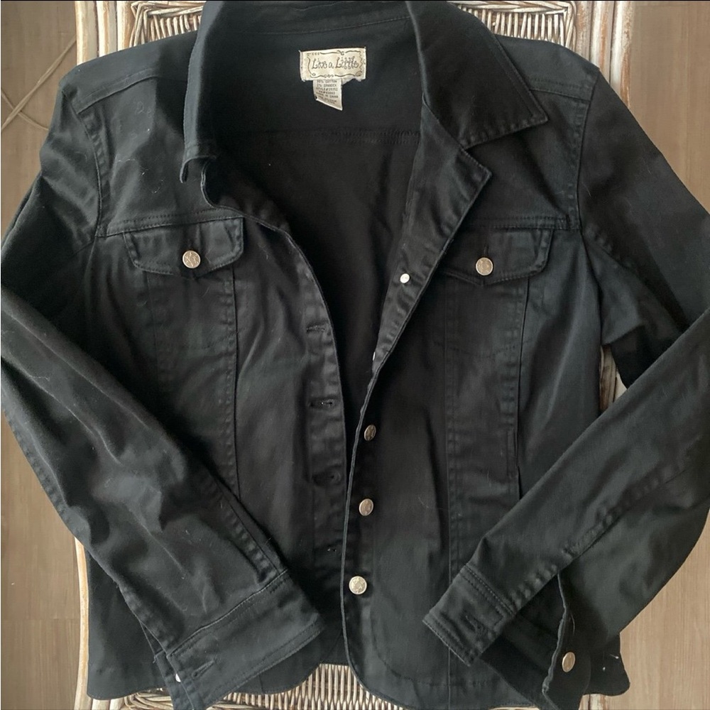 Live a Little Black Denim Jacket with Button Front country cowgirl western - Picture 8 of 11